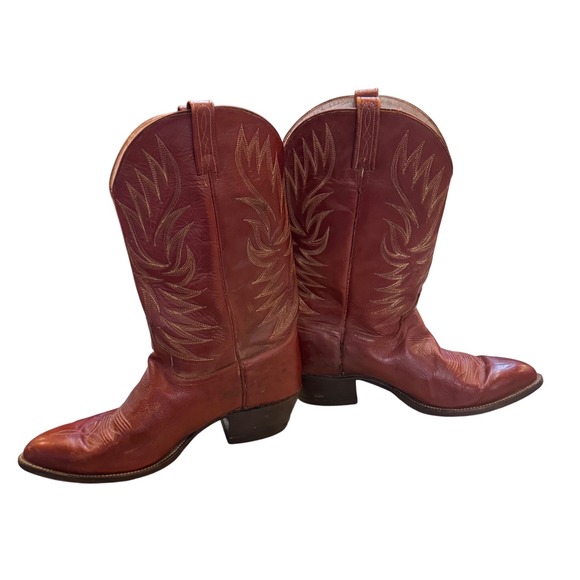 Dan Post Western Vintage Cowboy Boots Leather Red Brown Woman Size 11.5 EW 80's - Picture 3 of 16